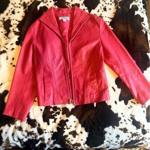 Pink real Leather Jacket